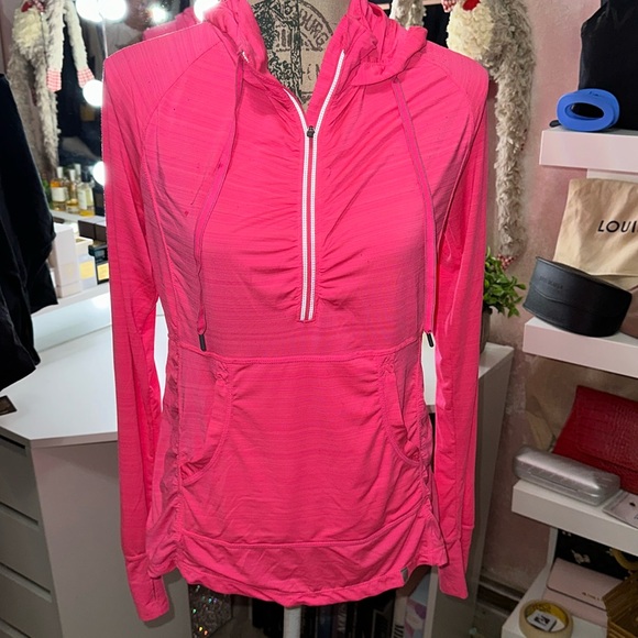 Tops - Hot pink 3/4 zip up lightweight hoodie